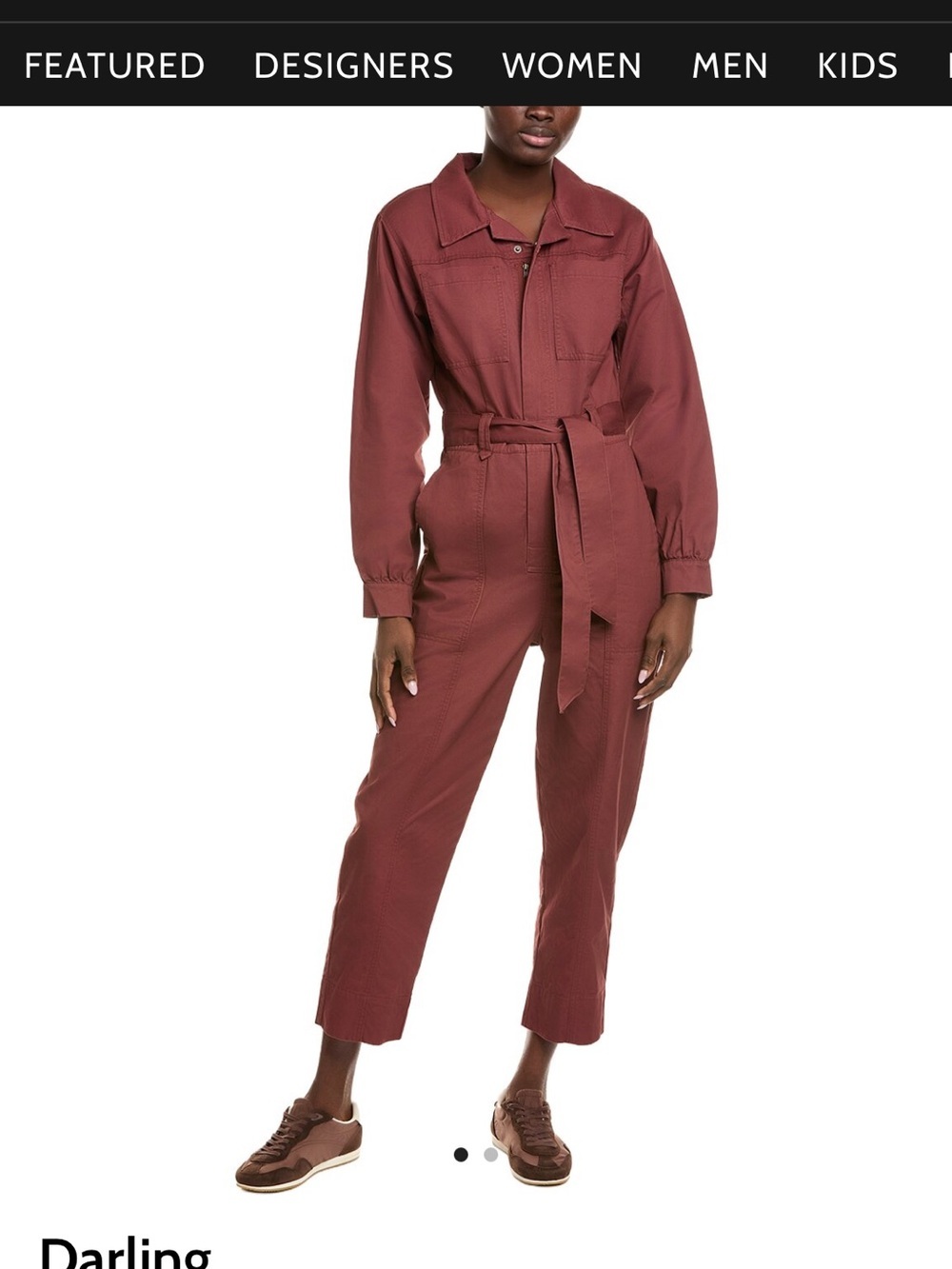 Darling Utility Belted Jumpsuit in Brick Red